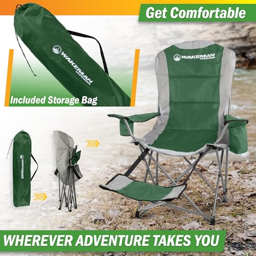 Camping Chair with Foot Rest - 300lb Capacity Beach Chair with Footrest, Cupholder, and Cooler Pouch - Portable Chair by W...