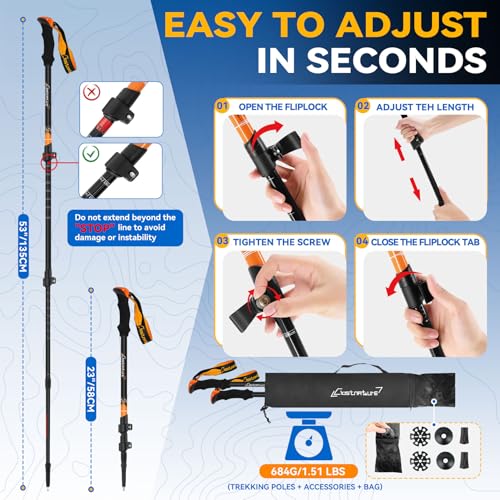 Clostnature 2-Person Ultralight Waterproof 3-Season Camping Tent with Collapsible Aluminum Trekking Poles - Easy Setup Lar...