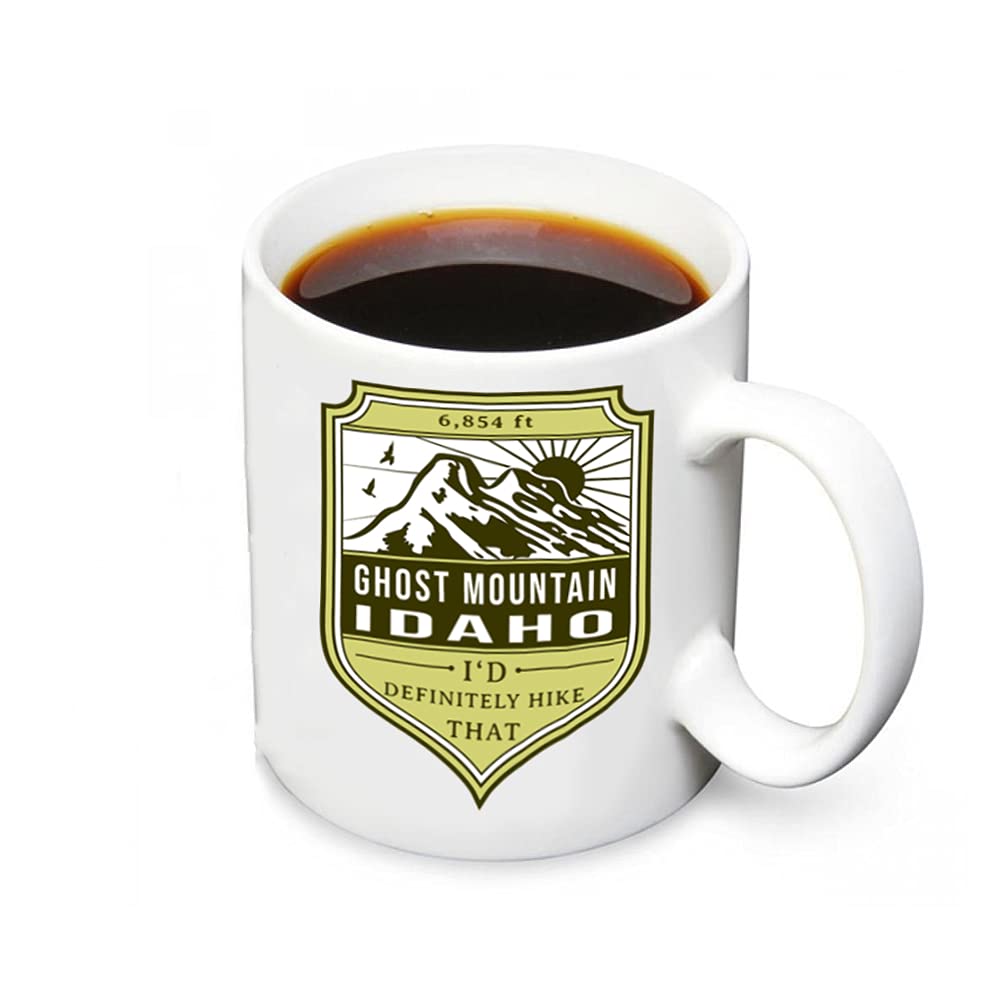 Idaho Compatible/Replacement for Ghost Mountain 6854 ft United States Mountain Hiker Gifts 11oz White Ceramic Novelty Coffee Mugs Microwave Safe Tazas Hot Chocolate Glass