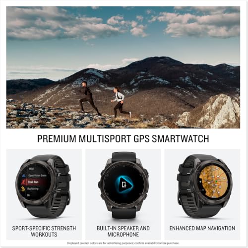 Garmin fēnix® 8 – 51 mm, AMOLED, Sapphire, Premium Multisport GPS Smartwatch, Long-Lasting Battery Life, Dive-Rated, Buil...