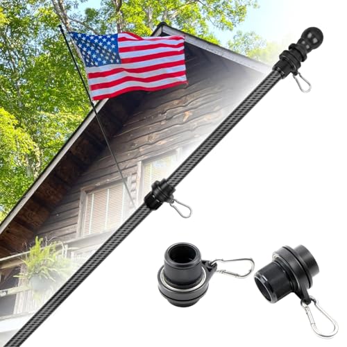 HIBLE Tangle Free Flag Pole 7 FT Carbon Fiber Flag Pole 1 Inch Black Flag Pole for House 6 Sections Adjustable Flag Poles...