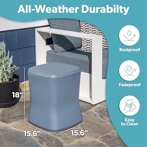 Coast Modern Outdoor Side Table Cooler- 2 in 1 Patio Decor Storage Table & Ice Chest - 25 QT - White, Gray, Sand, Stone Blue