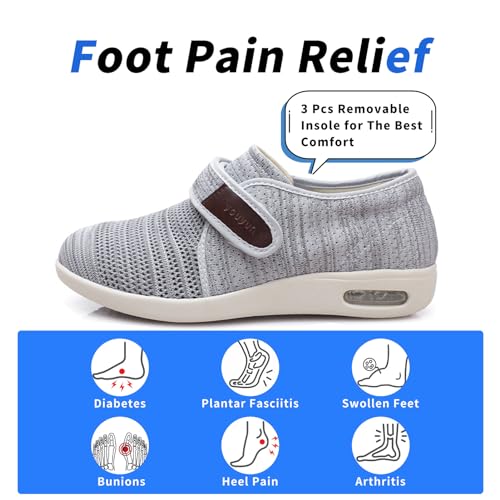 Womens Diabetic Walking Shoes Adjustable Outdoor Sneakers Recovery Easy On Off Strap Wide Width Slippers Comfort for Senio...