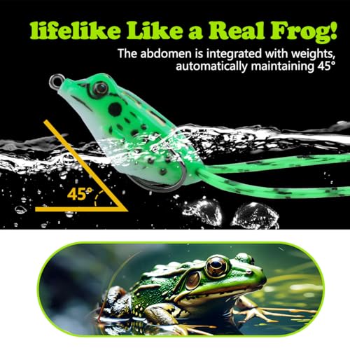 9PCS Frog Lure Kit - Topwater Fishing Lures for Bass, Snakehead & Freshwater Fish | 4.5CM 5G Soft PVC Baits with Weedless ...