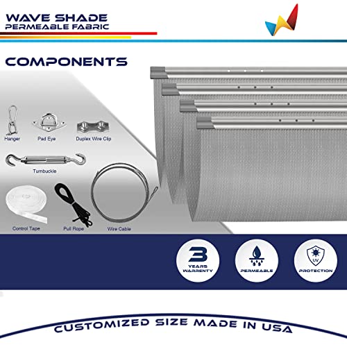 Windscreen4less 4' x 12' Retractable Sun Shade Canopy Cover Sliding Wave Shade Sail for Pergola Patio Deck Yard Gazebo Out...