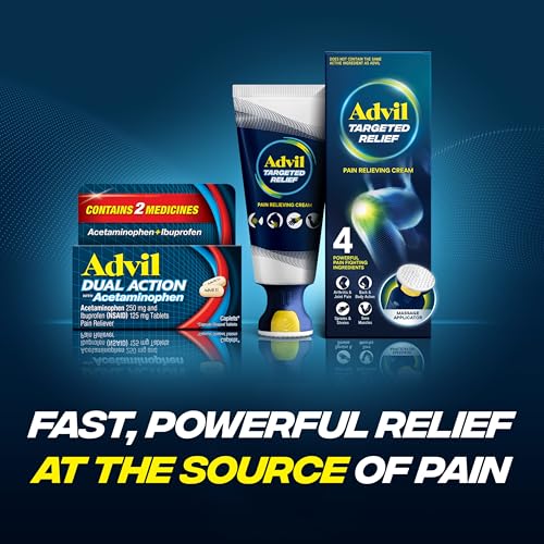 Advil Dual Action Coated Caplets with Acetaminophen, 250 Mg Ibuprofen and 500 Mg Acetaminophen Per Dose (2 Dose Equivalent) for 8 Hour Pain Relief - 2 Count x 50