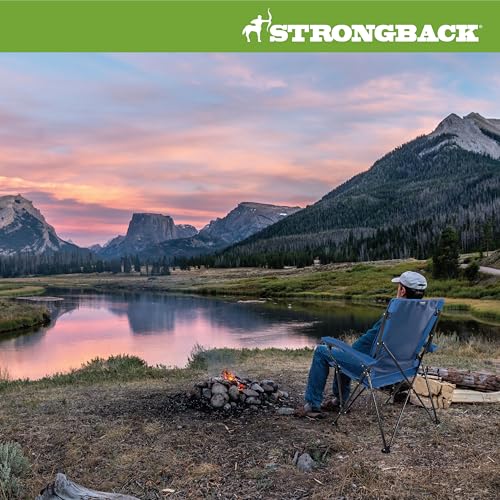 STRONGBACK Elite Folding Camping Lawn Lounge Chair Heavy Duty Camp Outdoor Seat with Lumbar Support and Portable Carry Bag...