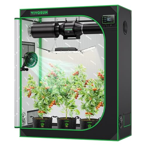 VIVOSUN S425 4x2 Grow Tent, 48"x24"x60" High Reflective Mylar with Observation Window and Floor Tray for Hydroponics Indoo...