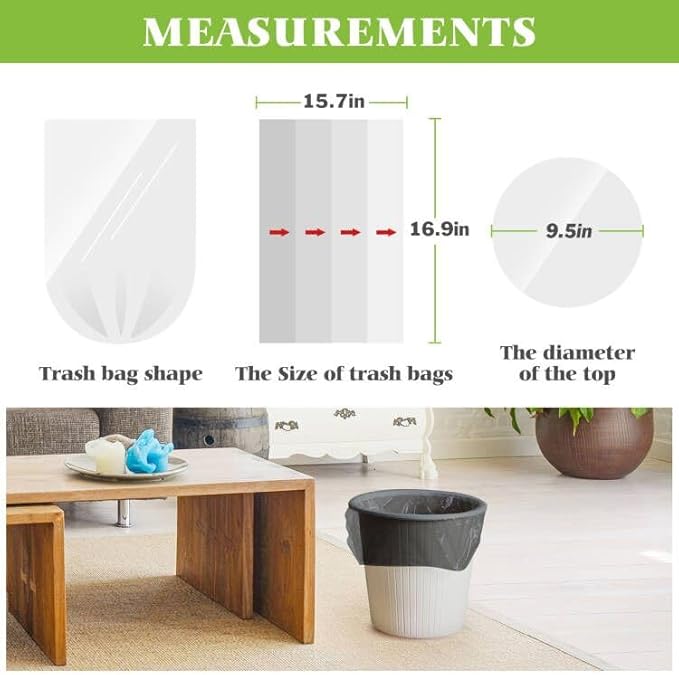 1.2 Gallon 80 Counts Small Trash Bags Garbage Bags, Bathroom Trash Can Bin Liners, Small Plastic Bags for home office kitchen, fit 5-6 Liter, 0.8-1.6 and 1-1.5 Gal, Black