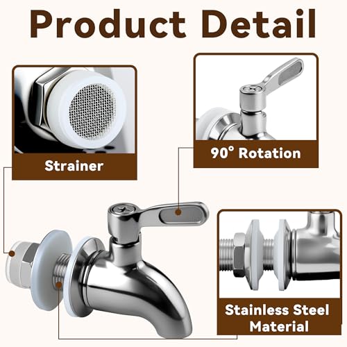 Water Spigot Compatible with Igloo Cooler, 1 Pack Stainless Steel Spigot for Stanley Jug 2 Gallon Igloo Water Dispenser 5 ...