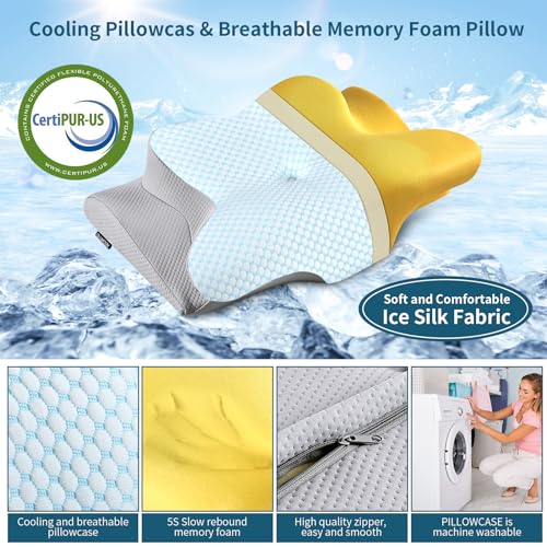 Neck Pillow Cervical Memory Foam Pillows for Pain Relief Sleeping, Contour Pillow for Shoulder Pain, Ergonomic Orthopedic ...