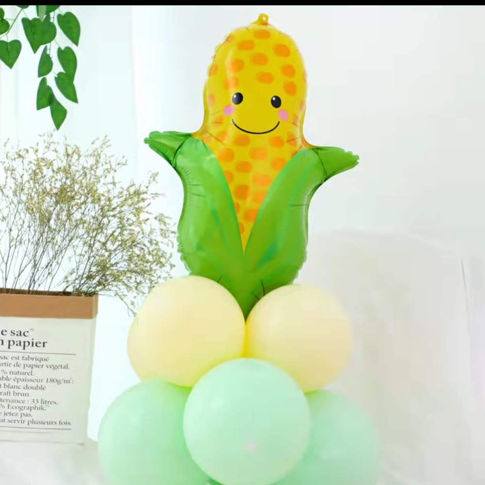 HORUIUS Corn Balloons Vegetables Foil Mylar Balloons for Baby Shower Corn Themed Party Birthday Decoration Supplies 28 inch 5PCS