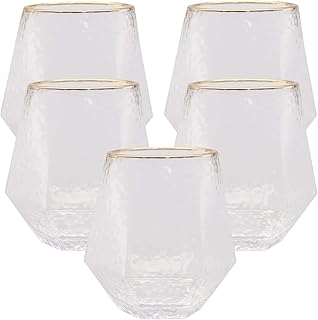 Oojami 40 count Diamond Unbreakable Stemless Plastic Wine Champagne Whiskey Glasses Elegant Durable Disposable Indoor Outd...
