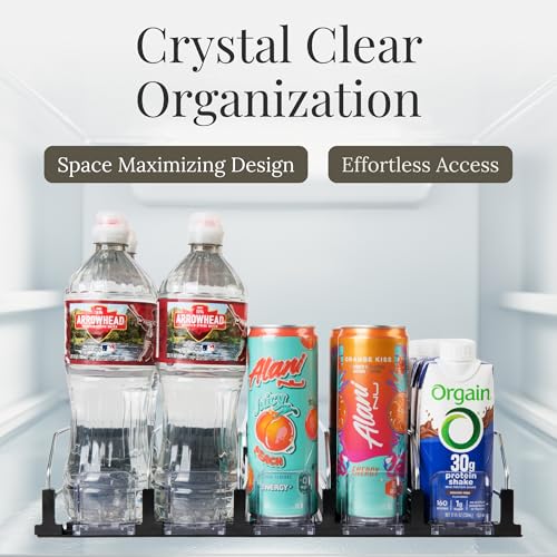 Hodge Home Essentials 5-Piece Drink Organizer for Fridge – Spring-Loaded Rolling Can & Bottle Holder – Kitchen Storage for...