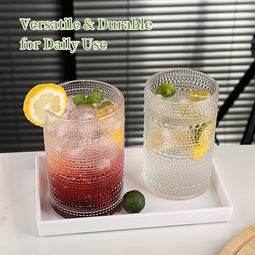 Salpae Hobnail Drinking Glasses Set of 6, 16 Oz Vintage Embossed Glass Cup Kitchen Glassware Water Tumblers for Cocktails,...