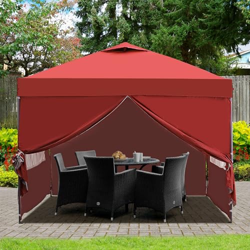 GDY 10x10 Easy Set Up Camping Canopy, Pop Up Tent with 4 Piece Sidewalls, Easy Up Canopy for Events, Parties, Gatherings, ...