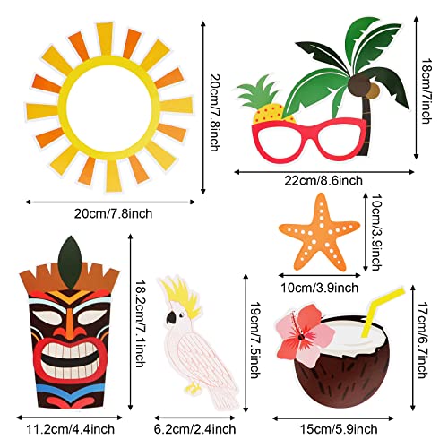 PHOGARY Luau Party Decorations Luau Photo Booth Props Kit, 30PCS Hawaiian Themed Party Decorations Tropical Tiki Party Fav...