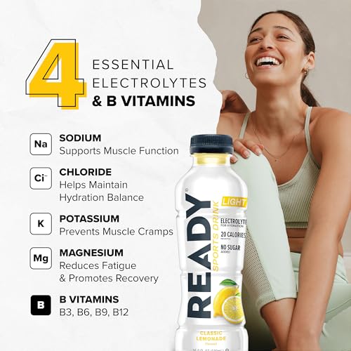 Ready® Sports Drink Light – The Ultimate Low-Calorie Hydration Drink with 4 Different Electrolytes – No Added Sugars – Nat...