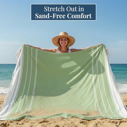 LANE LINEN Beach Blanket Sandproof – Lightweight Oversized Picnic Mat with Quick-Dry Comfort & Diamond Weave Design 82"x8...