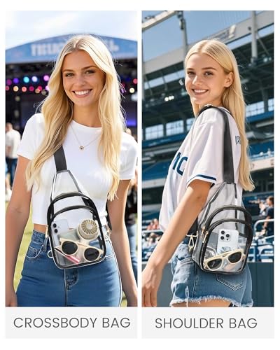 HULISEN Clear Sling Bag for Stadium Events, Clear Purse for Women, Stadium Approved Crossbody Handbag for Concerts Sports Fan