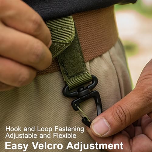 Tactical Rotating Key Ring Chain, Swivel D-Ring Snap Clip Carabiner, Multifunction Keychain Webbing Belt Holder, Gear Hook...