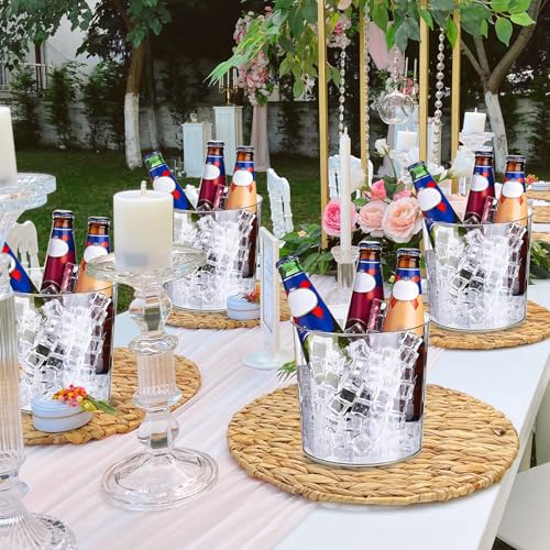 6.5 in Clear Plastic Ice Bucket – Multi-Purpose Wine/Champagne/Beer Cooler, Snack Tub, Kettle Corn Bowl, Vase – BPA-Free, ...