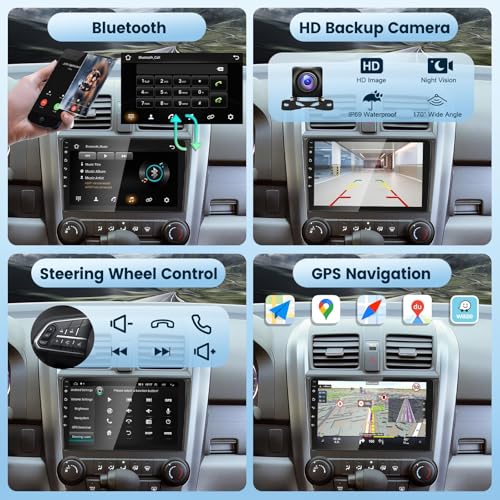 2+64G for Honda CRV 2007-2011 Android Car Stereo with Wireless Carplay/Android Auto, 9 Inch Touchscreen Bluetooth Car Radi...