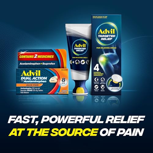 Advil Dual Action Back Pain Caplets Delivers 125mg Ibuprofen and 250mg Acetaminophen Per Dose for 8 Hours of Back Pain Relief - 144 Count