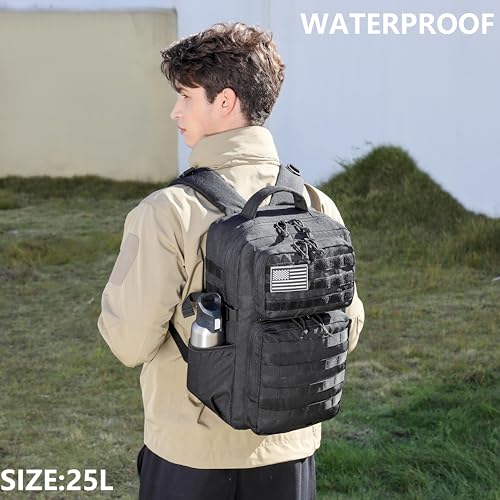 Wotony Military Tactical Backpack for Men Waterproof Daypack 3 Day Assault Pack Molle Bag with Water Bottle Holder