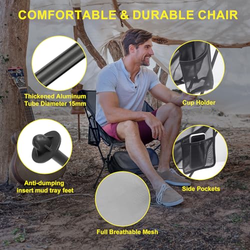WTVIDAS Camping Beach Chairs 2 Pack,Compact Backpacking Chairs,Full Breathable Mesh,Ultralight Aluminum Camp Chairs for Ba...