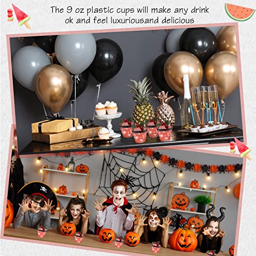 Skylety 100 Pcs Valentines Day Plastic Wine Cups 9 oz Disposable Clear Drinking Cup Wine Glasses Wedding Drinking Tumblers...
