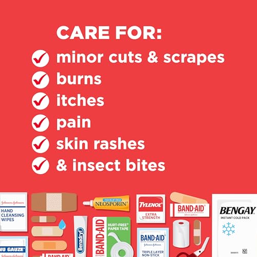 All-Purpose Portable Compact First Aid Kit for Minor Cuts, Scrapes, Sprains & Burns, Perfect for Home, Car, Travel, Campin...
