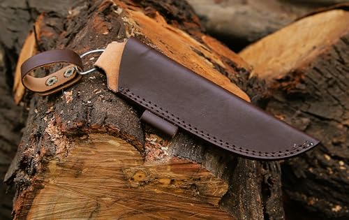 Leather Knife Sheath - Straight Knife Holster Blade Cover, Premium Leather Belt Knife Case for 3.7" Blade Knives - Compact...