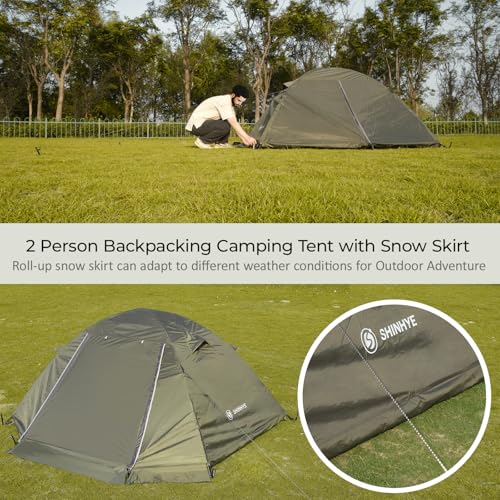 1/2 Person Backpacking Tent for 4 Season, Winter Ultralight Extreme Cold Weather Tents for Camping Easy Setup Waterproof D...