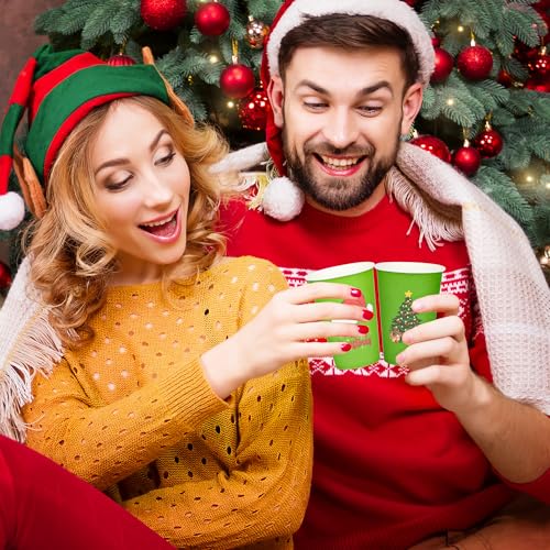 120 Pcs Merry Christmas Coffee Cups - Stink Stank Stunk Santa Hat Green 12 oz Disposable Hot Cocoa Coffee Paper Cup Bulk X...