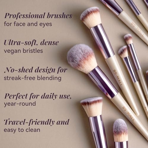 BS-MALL Makeup Brush Set 18 Pcs Premium Synthetic Foundation Powder Concealers Eye shadows Blush Makeup Brushes with black...