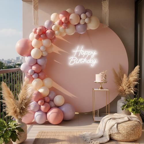 Happy Birthday Neon Sign for Backdrop, LED Happy Birthday Light Up Sign, USB Powered Dimmable Neon Light for Birthday Part...