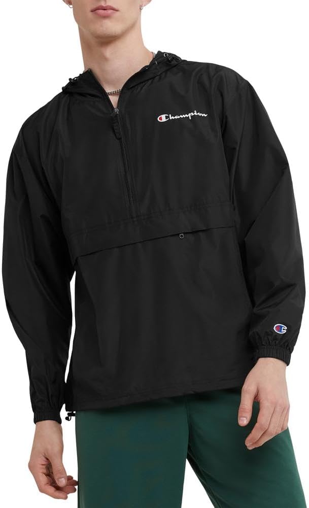 Champion mens Stadium Packable Jacket, Wind & Water Resistant, Script Logo, Available in Regular and Big & Tall