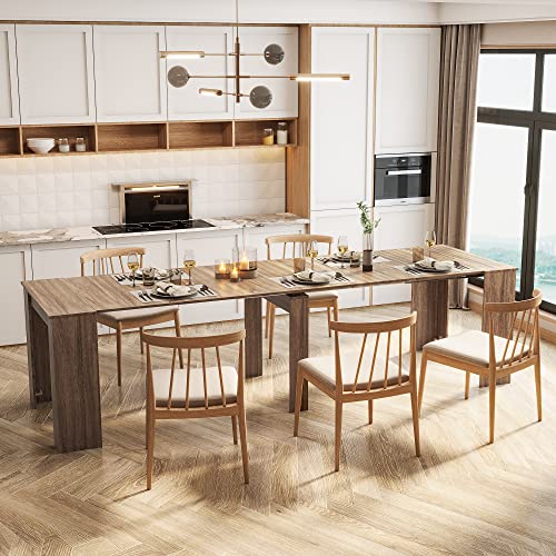 DMAITH 20"-118" Extendable Dining Table for 2-12 People, Modern Modular Extension Table, Space-Saving Extra Long Folding D...