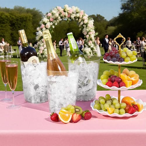 Tiawudi 12 Pack Plastic Ice Bucket For Parties, Silver Glitter Clear Wine Cooler for Wedding, Good as One Large Champagne ...