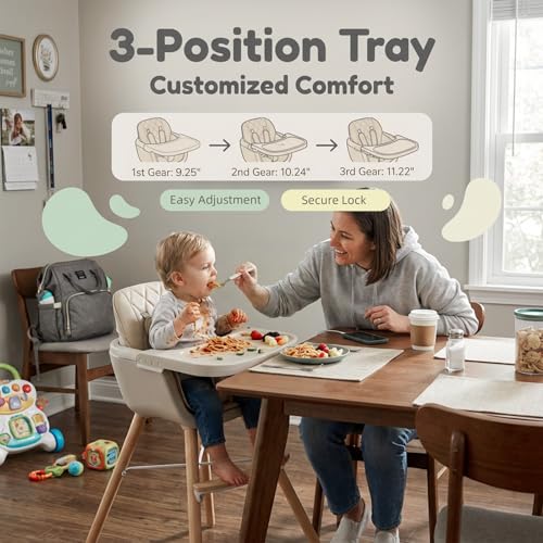 Mallify 3-in-1 Wooden High Chair, Convertible High Chairs for Babies and Toddlers, Baby Highchair with Adjustable Legs & D...