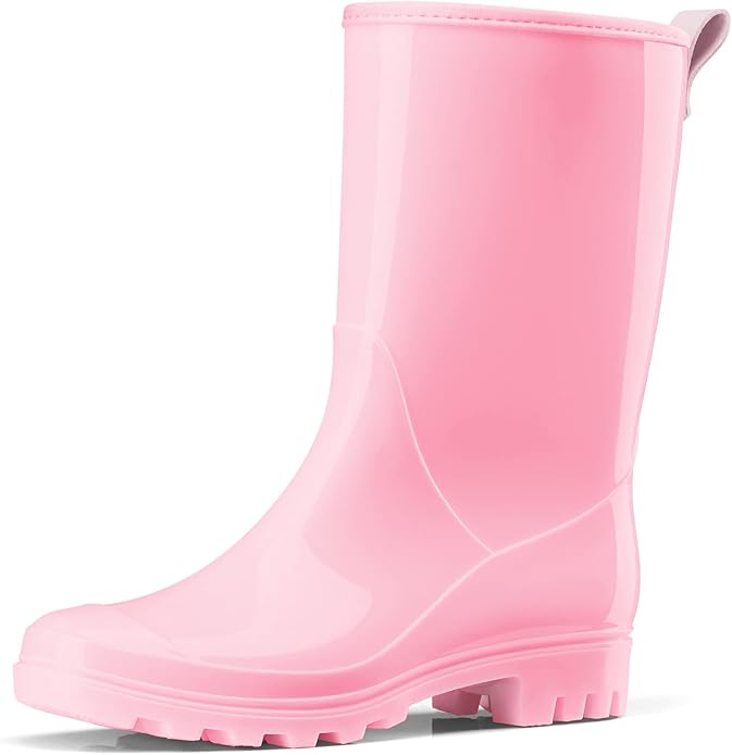 HISEA Women's Mid Calf Rain Boots Waterproof Garden Shoes Fashion Rubber Boots Anti-Slipping Rainboots for Ladies with Com...