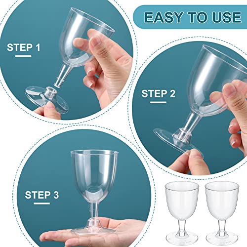 Didaey 48 Pcs Disposable Plastic Wine Glasses 6 oz Party Wine Cups Hard Plastic Drinking Glasses with Stem Stackable Stemm...