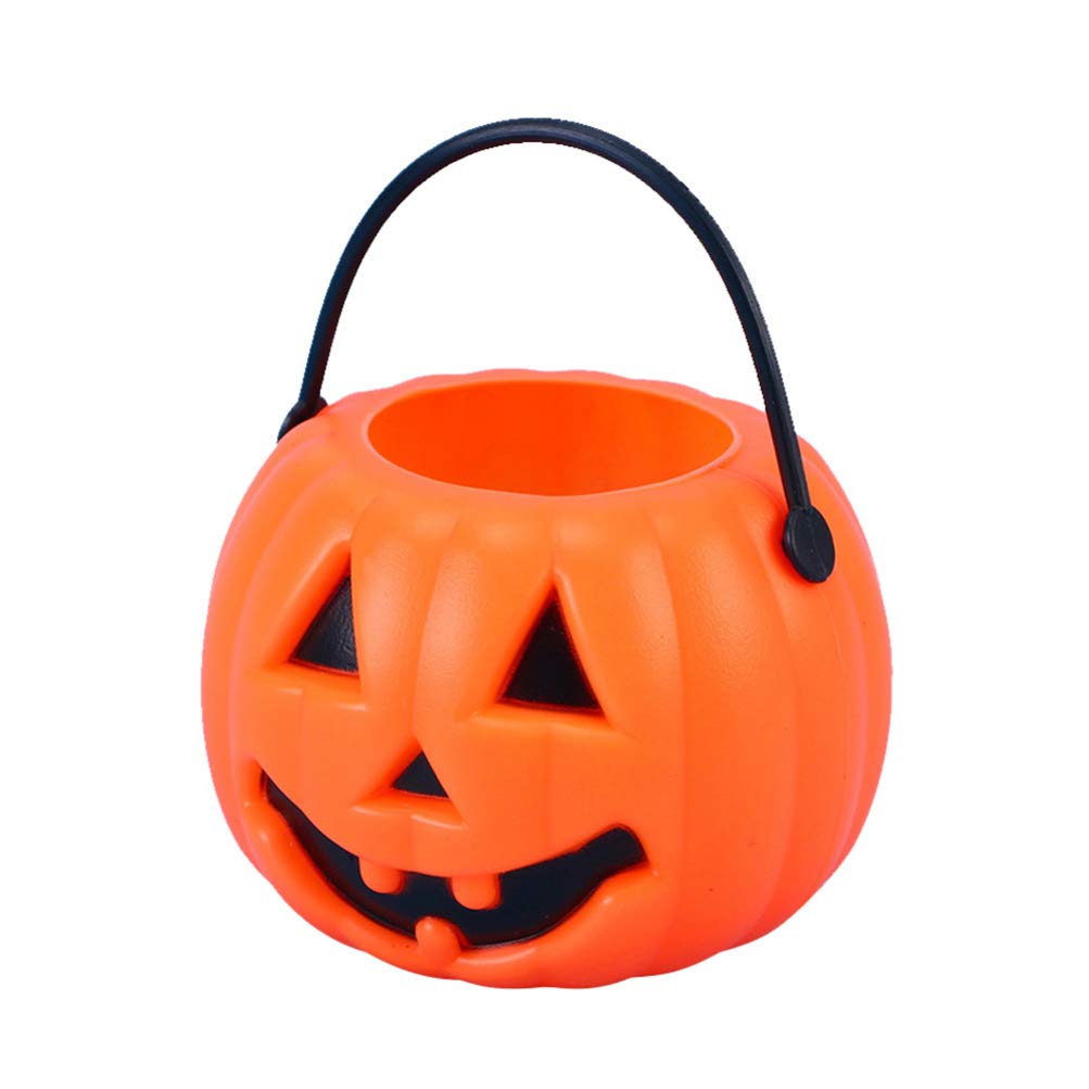 NUOBESTY 8Pcs Mini Halloween Pumpkin Bucket Portable Lantern Candy Bucket Children Trick or Treat Pumpkin Bags for Halloween Party Favor Supplies (Orange)