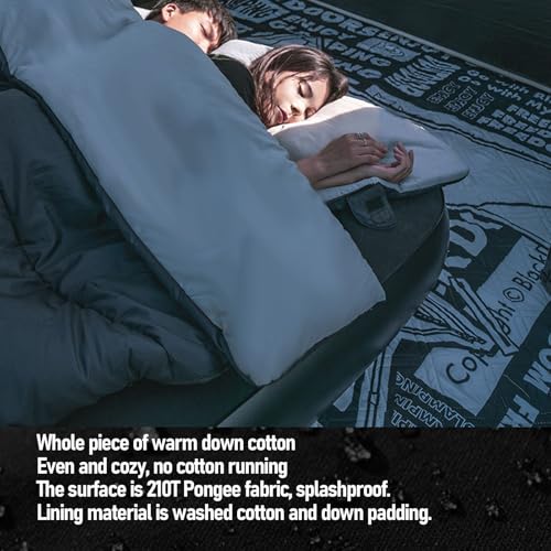 RiToEasysports Sleeping Bag, Camping Sleeping Gear Envelope with Splashproof Pongee Fabric Soft Washed Down Cotton for Hik...