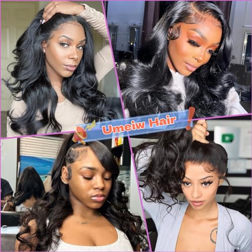 360 Body Wave Full Lace Front Wigs Human Hair Pre Plucked With Baby Hair 200 Density 360 HD Transparent Lace Front Wigs For Black Women Natural Color 18 inch