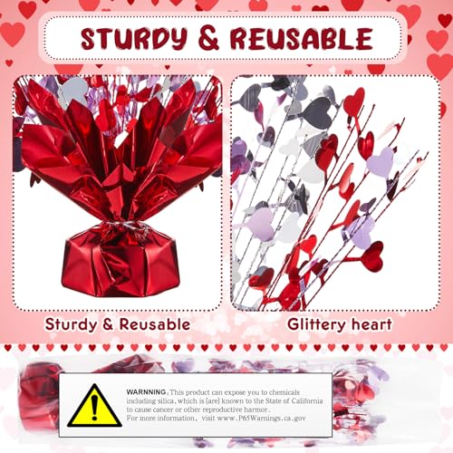 Juexica 6 Pcs Valentines Table Centerpieces Heart Burst Valentine Table Decorations Party Accessory Heart Tinsel Centerpie...