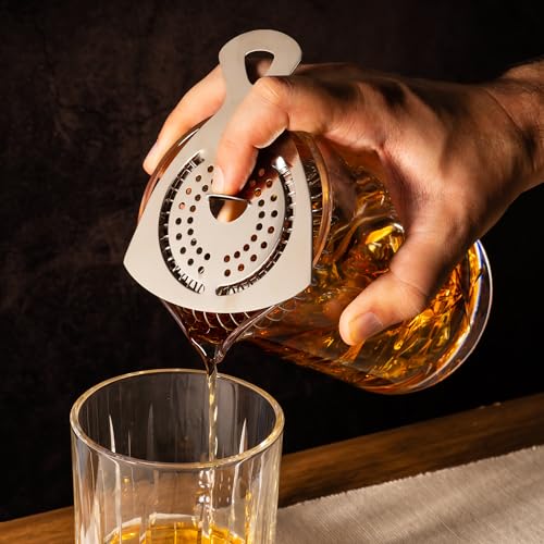 Cork & Mill Cocktail Mixing Glass - Large 24 oz Crystal Cocktail Mixer for Old Fashioneds, Manhattans and Other Stirred Wh...