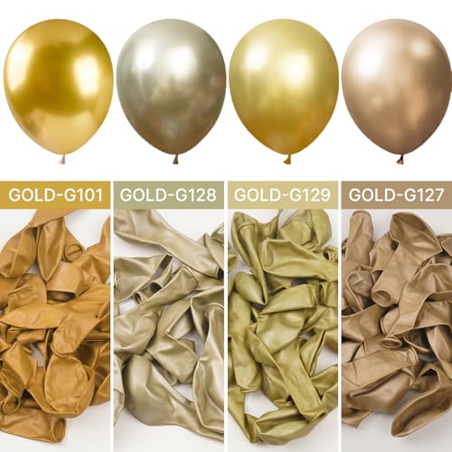 PartyWoo Gold Balloons 123pcs Different Sizes of 18 12 10 5 Inch Gold Balloon Arch Kit Garland for Birthday Wedding Annive...