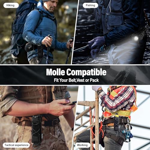 OneTigris Flashlight Holster Molle Flashlight Holder for Belt Tactical Pouch for Torch Linear Hand Tool with Open-top MOLL...
